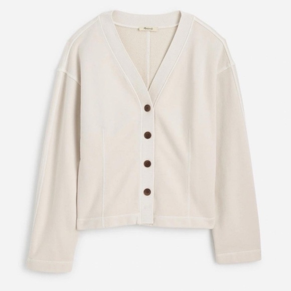Madewell Darted Cardigan Sweatshirt Parchment Ecru Neutral Size M NWT Capsule - Picture 4 of 13
